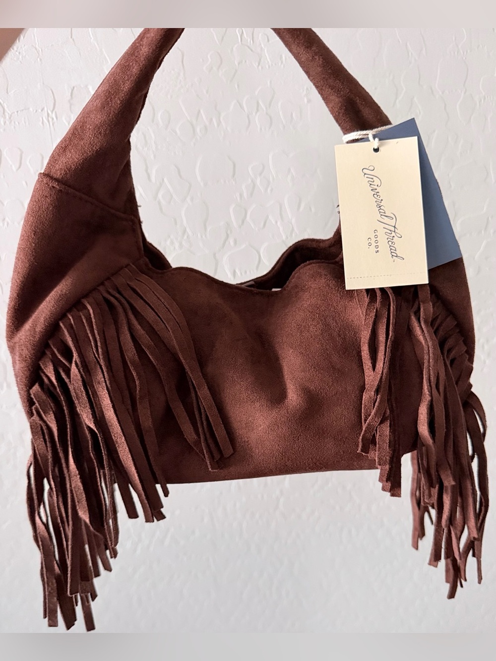 Universal Thread Brown Suede Fringe Hobo Shoulder Bag